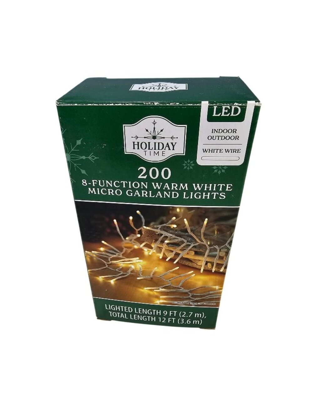 Holiday Time 8-Function Warm White LED 200ct Micro Garland String Lights NEW